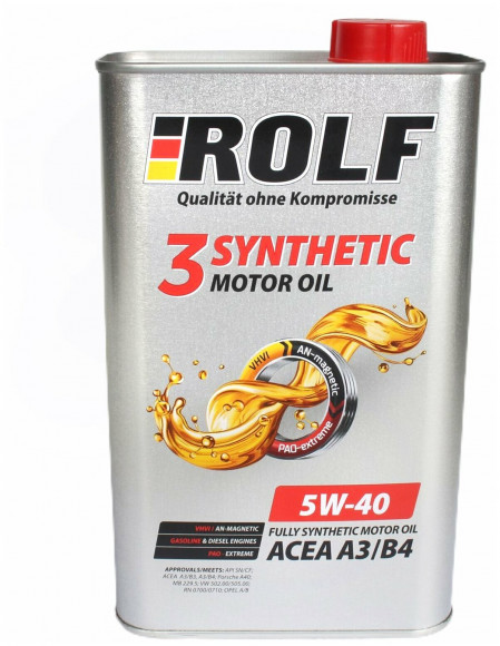 Масло мотор. ROLF 3-SYNTHETIC SAE 5W40 ACEA A3/B4  4л+1л (1*3шт)