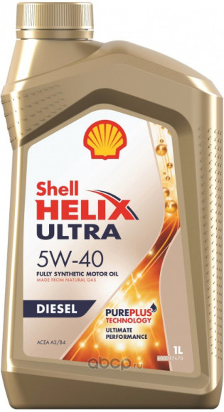 Масло мотор.  5W40 Shell Helix Ultra Diesel API CF ACEA B3/B4 пластик (1 л.) 1*12 шт. (золотистая)