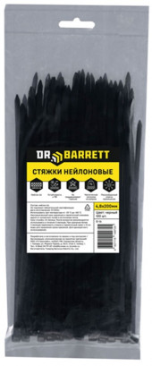 Стяжки нейлоновые DR.BARRETT, черный 4.8x200мм