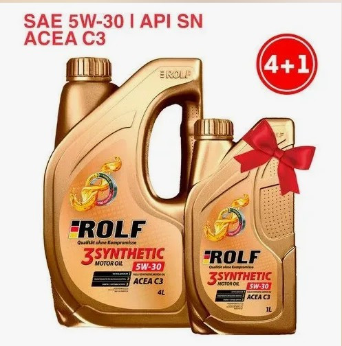 Масло мотор. ROLF 3-SYNTHETIC SAE 5W30 ACEA C3 4л АКЦИЯ 4+1 (1*3шт)