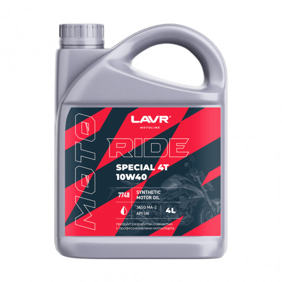 Ln7748 Масло мотор. 4T 10W40 SN LAVR MOTO RIDE SPECIAL, (4 л) 1*4 шт Ln7748 Масло мотор. 4T 10W40 SN LAVR MOTO RIDE SPECIAL, (4 л) 1*4 шт