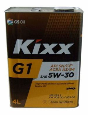 Масло мотор.  5W30 Kixx G1 API SP-RC, ILSAC GF-6A металл (4 л.) 1*4 шт.